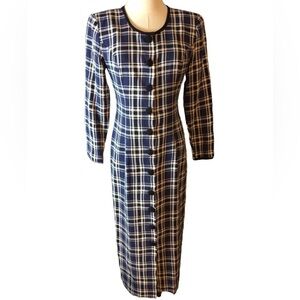 .Vintage M.L. Petites by Misty Lane Dress Size 4 Padded Shoulders Button Front